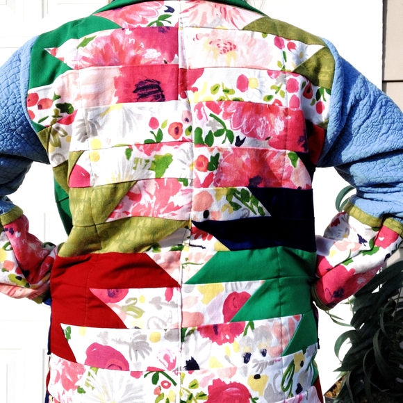 Handmade Quilted Floral Patchwork Multicolor Jacket - Picture 9 of 13